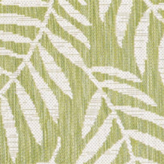 9' X 12' Green And Cream Floral Indoor Outdoor Area Rug