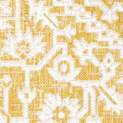 9' X 12' Yellow And Cream Medallion Indoor Outdoor Area Rug