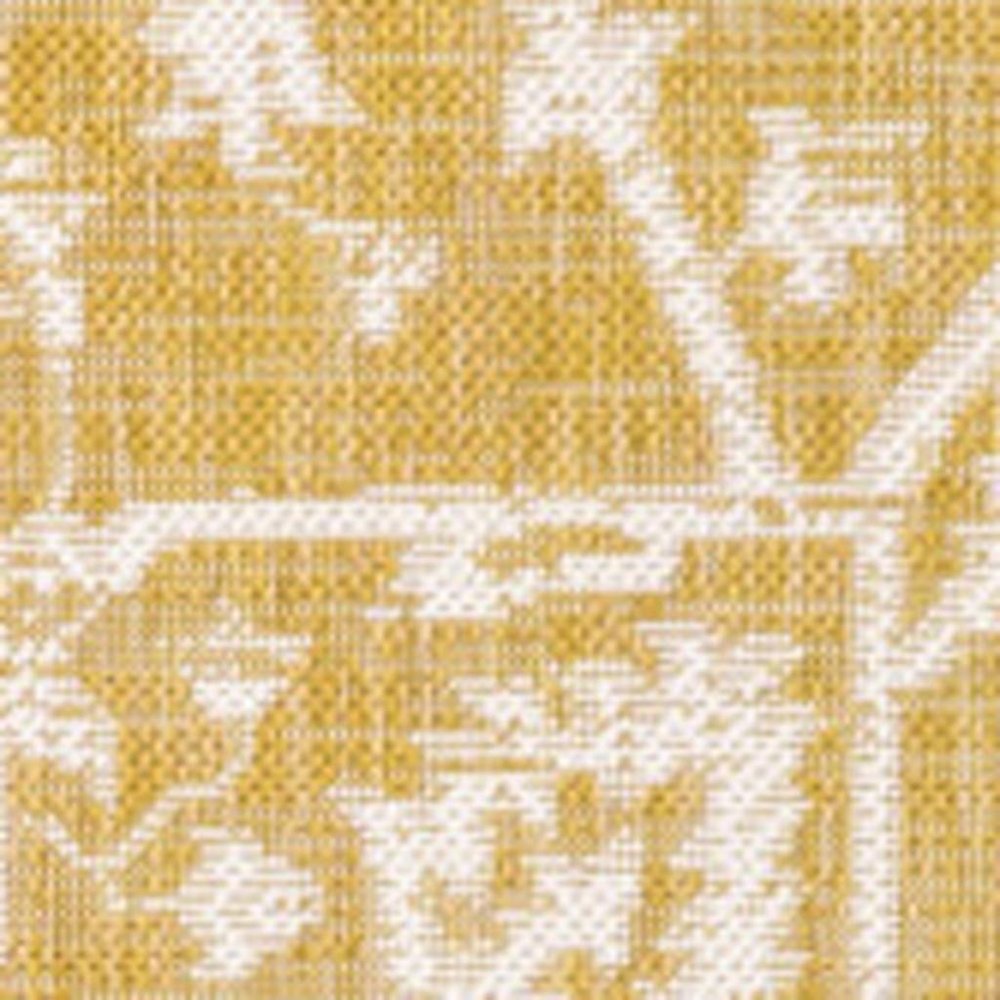 9' X 12' Yellow And Cream Medallion Indoor Outdoor Area Rug