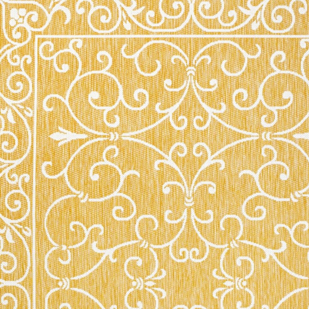 9' X 12' Yellow And Cream Medallion Indoor Outdoor Area Rug
