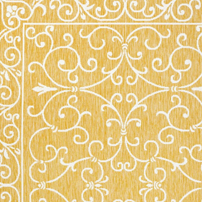 9' X 12' Yellow And Cream Medallion Indoor Outdoor Area Rug