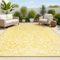 9' X 12' Yellow And Cream Medallion Indoor Outdoor Area Rug