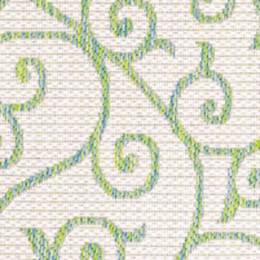 9' X 12' Cream And Green Geometric Indoor Outdoor Area Rug