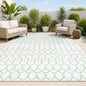5' X 8' Green And Ivory Trellis Indoor Outdoor Area Rug