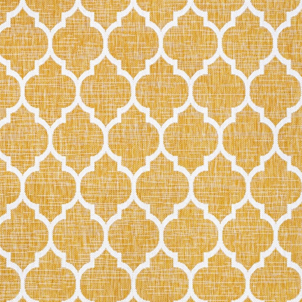 9' X 12' Yellow And Cream Geometric Indoor Outdoor Area Rug
