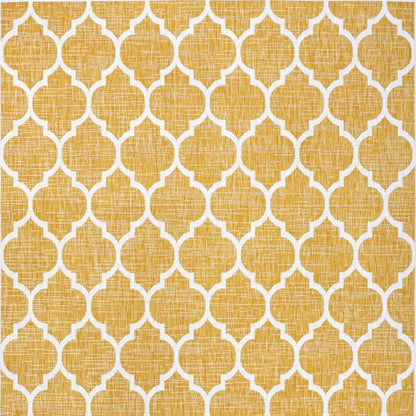 9' X 12' Yellow And Cream Geometric Indoor Outdoor Area Rug