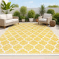 9' X 12' Yellow And Cream Geometric Indoor Outdoor Area Rug