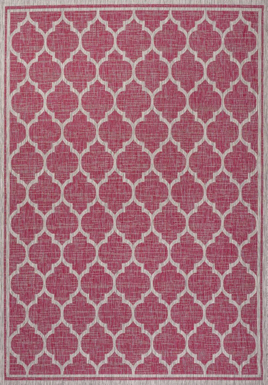 9' X 12' Fuchsia And Light Gray Geometric Indoor Outdoor Area Rug