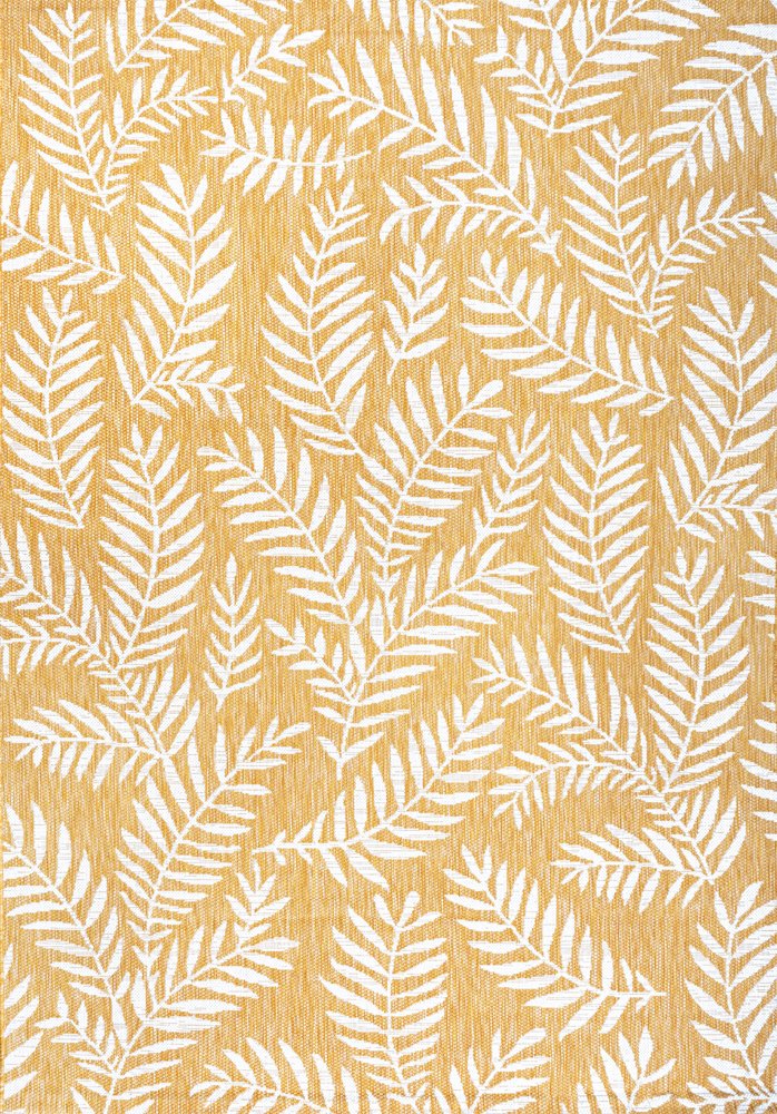9' X 12' Yellow And Cream Floral Indoor Outdoor Area Rug