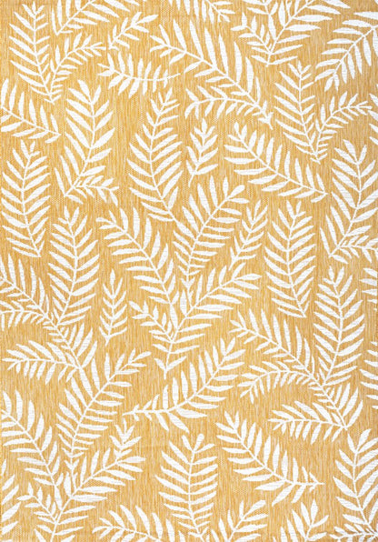 9' X 12' Yellow And Cream Floral Indoor Outdoor Area Rug