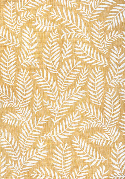 9' X 12' Yellow And Cream Floral Indoor Outdoor Area Rug