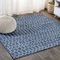 3' Navy Blue And Light Gray Square Trellis Indoor Outdoor Area Rug