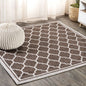 3' Espresso And Taupe Square Geometric Indoor Outdoor Area Rug