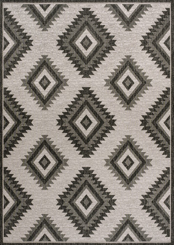 4' X 6' Black And Cream Moroccan Indoor Outdoor Area Rug