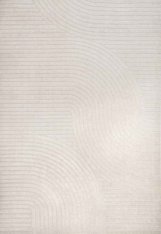 10' X 14' Ivory And Cream Striped Indoor Outdoor Area Rug