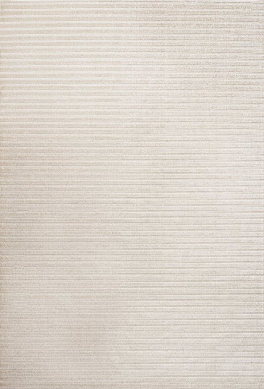 9' X 12' Ivory And Cream Striped Indoor Outdoor Area Rug