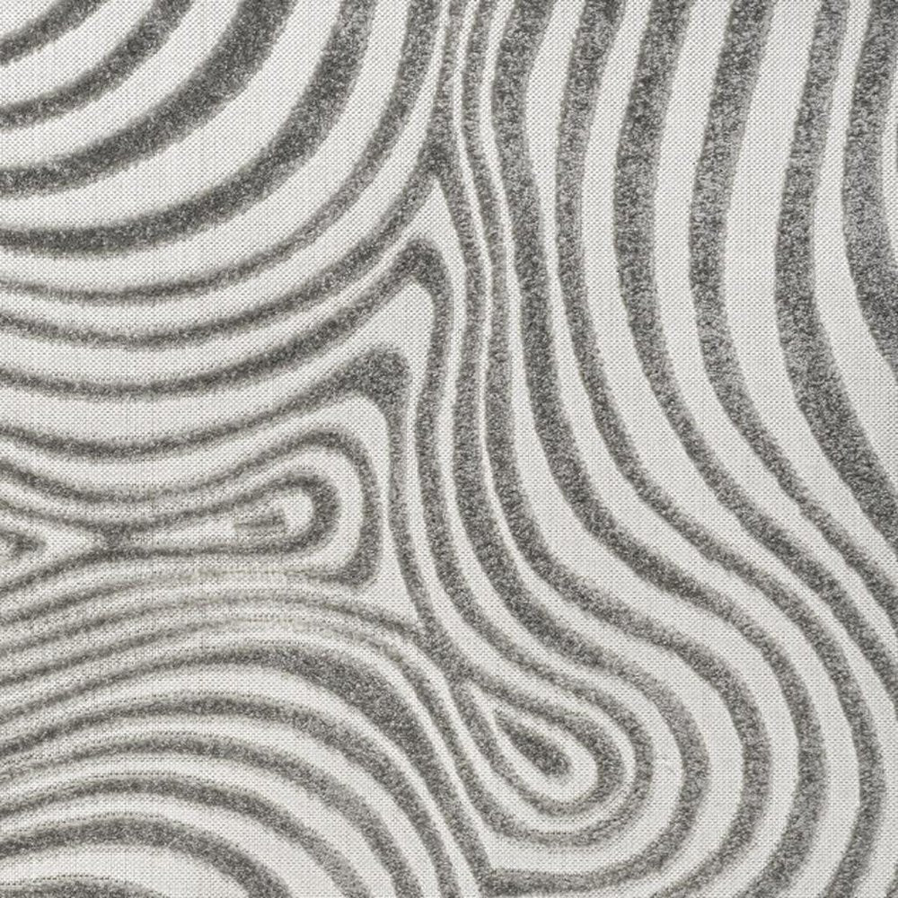 8' Gray And Ivory Square Abstract Indoor Outdoor Area Rug