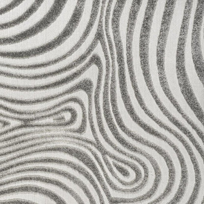 8' Gray And Ivory Square Abstract Indoor Outdoor Area Rug