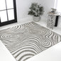 8' Gray And Ivory Square Abstract Indoor Outdoor Area Rug