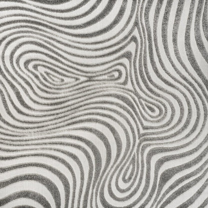 8' Gray And Ivory Square Abstract Indoor Outdoor Area Rug