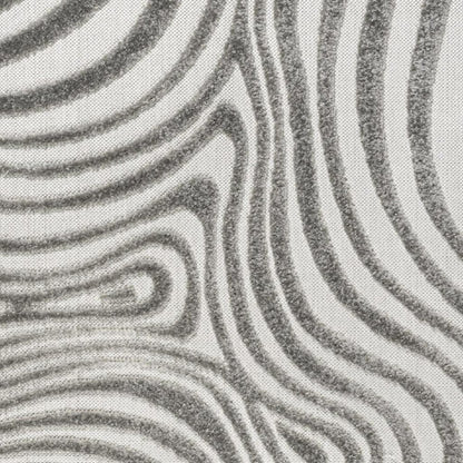 8' Gray And Ivory Square Abstract Indoor Outdoor Area Rug