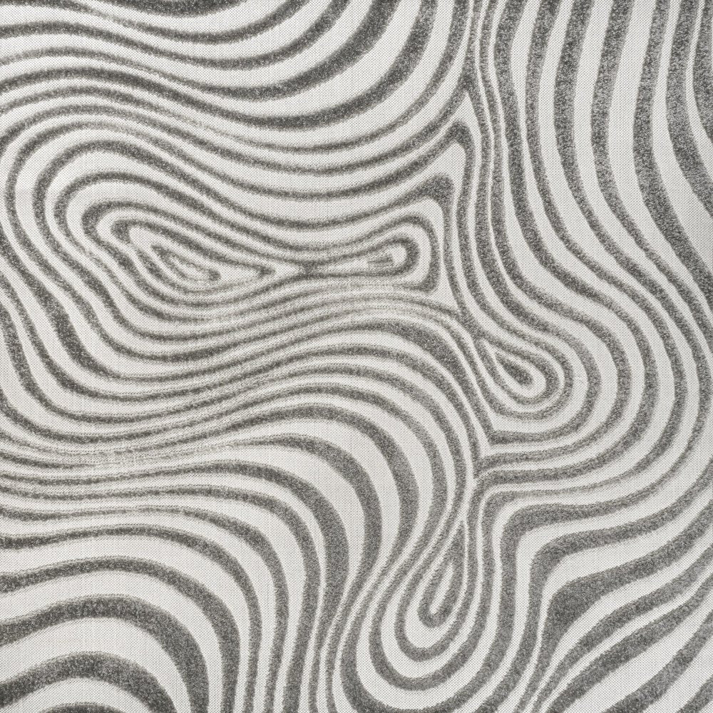 9' Gray And Ivory Square Abstract Indoor Outdoor Area Rug