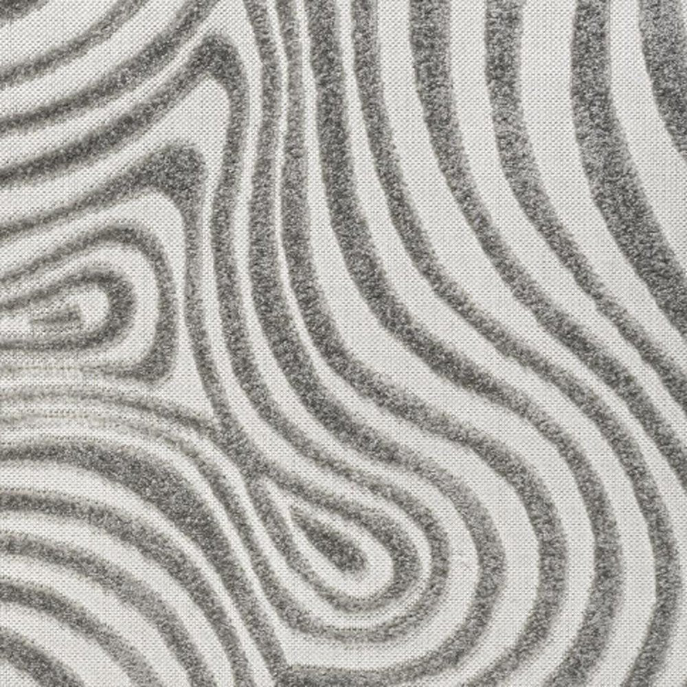 9' Gray And Ivory Square Abstract Indoor Outdoor Area Rug