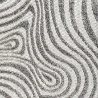 9' Gray And Ivory Square Abstract Indoor Outdoor Area Rug