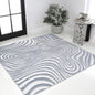 5' Light Blue And Ivory Square Abstract Indoor Outdoor Area Rug