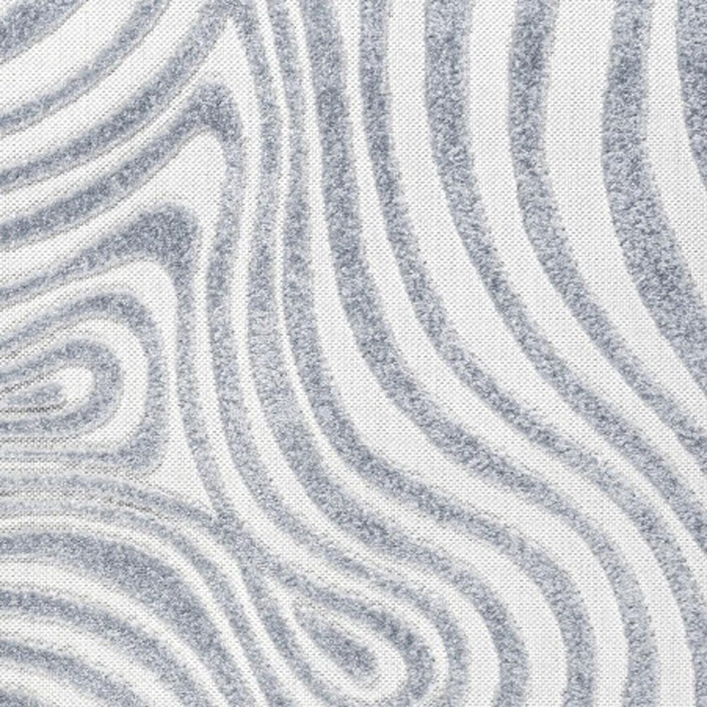 5' Light Blue And Ivory Square Abstract Indoor Outdoor Area Rug
