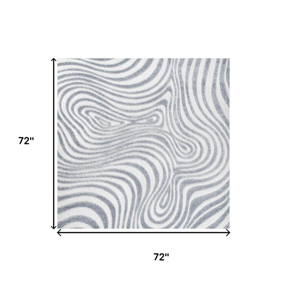 6' Light Blue And Ivory Square Abstract Indoor Outdoor Area Rug