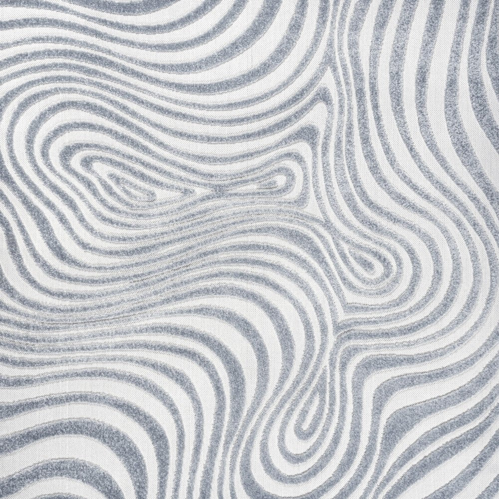 7' Light Blue And Ivory Square Abstract Indoor Outdoor Area Rug
