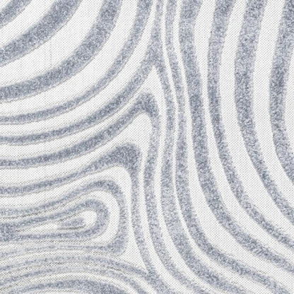 7' Light Blue And Ivory Square Abstract Indoor Outdoor Area Rug