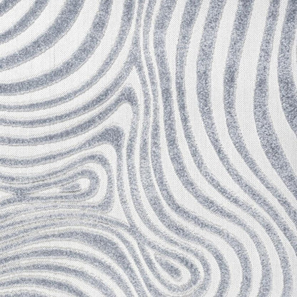7' Light Blue And Ivory Square Abstract Indoor Outdoor Area Rug