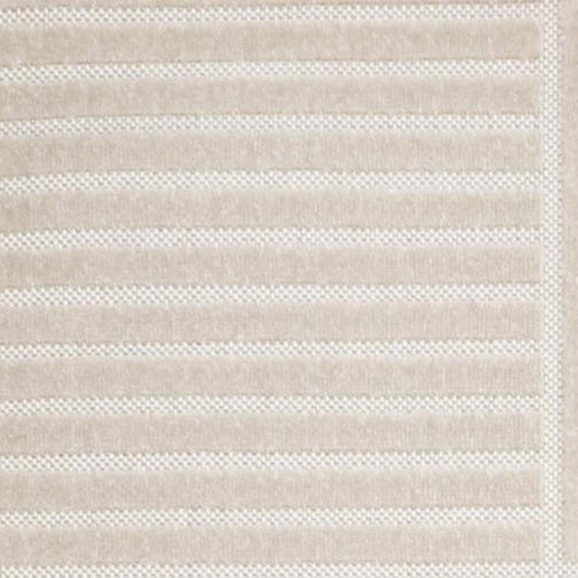 10' X 13' Ivory And Cream Striped Indoor Outdoor Area Rug
