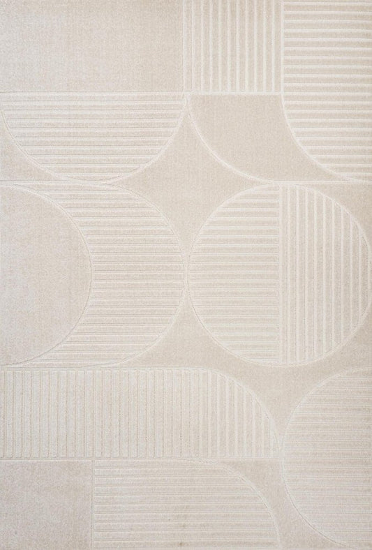 10' X 14' Ivory And Cream Striped Indoor Outdoor Area Rug