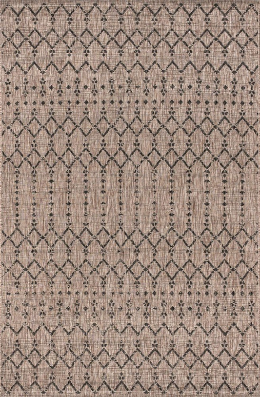 10' X 14' Natural And Black Trellis Indoor Outdoor Area Rug