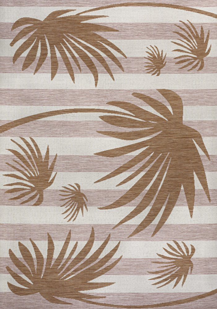 8' X 10' Pink And Cream Floral Indoor Outdoor Area Rug