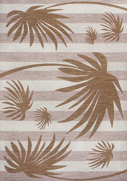 8' X 10' Pink And Cream Floral Indoor Outdoor Area Rug