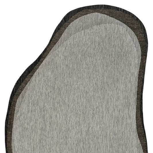 9' X 12' Gray And Black Abstract Indoor Outdoor Area Rug