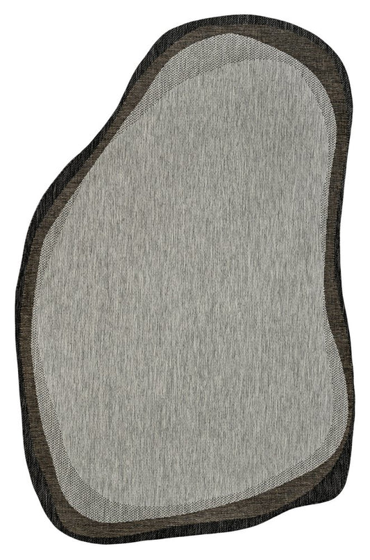 9' X 12' Gray And Black Abstract Indoor Outdoor Area Rug