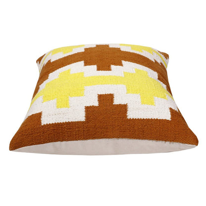 20" Red Yellow And White Striped Cotton Throw Pillow Cover