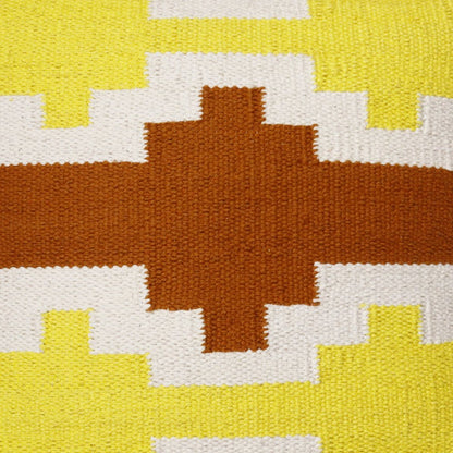 20" Red Yellow And White Striped Cotton Throw Pillow Cover