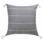 18" Gray And Ivory Striped Linen Throw Pillow Cover with Tassels
