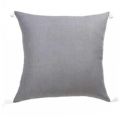 18" Gray And Ivory Striped Linen Throw Pillow Cover with Tassels