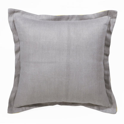 18" Gray And Yellow Linen Throw Pillow Cover