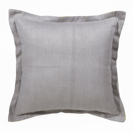 18" Gray And Yellow Linen Throw Pillow Cover