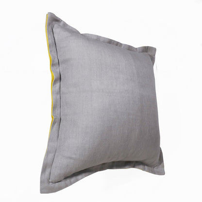 18" Gray And Yellow Linen Throw Pillow Cover