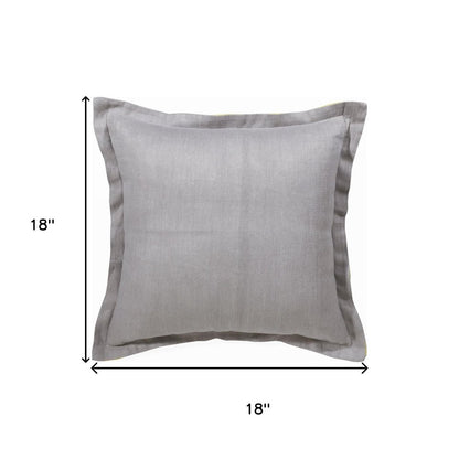 18" Gray And Yellow Linen Throw Pillow Cover