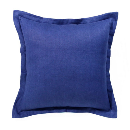 18" Blue And Green Linen Throw Pillow Cover